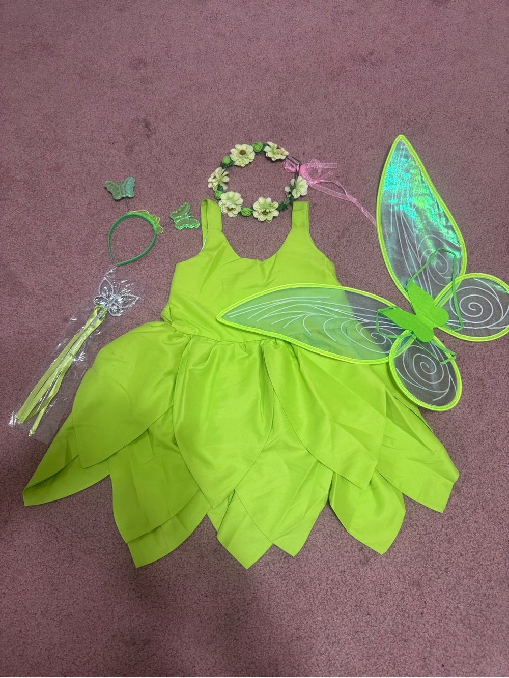 New kids 9 10 girls tinker bell fairy dress princess costume wings accessories